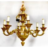 An ormolu six-branch scrolling electrolier, height approx 64cm.