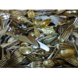 A large quantity of various silver plated cased and loose cutlery.