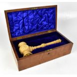 SS DUITSCHLAND; a carved presentation gavel, length 29cm, carved and dated Dec 23rd 1886,