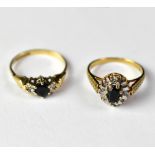 Two 9ct gold sapphire rings,