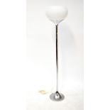 HARVEY GUZZINI; a chrome and white acrylic ball standard lamp, with a chrome finished colour,