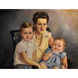 BERNARD WILLEMS (1922-2020); oil on canvas, study of a family group with mother and two children,