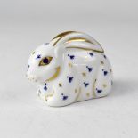 ROYAL CROWN DERBY; a paperweight 'Rabbit', with gold plug.