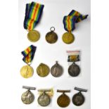 Eleven WWI campaign medals comprising six British War Medals and five Victory Medals,