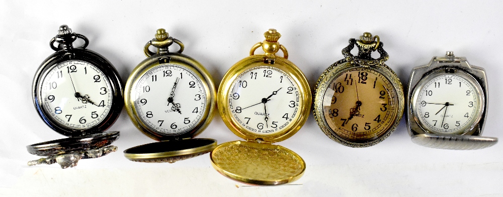 Five quartz pocket watches to include a purse-form example, all approx 50mm (5). - Bild 2 aus 2