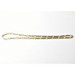 A 9ct gold flat link chain necklace, with lobster clasp stamped '375', approx 20.5g.
