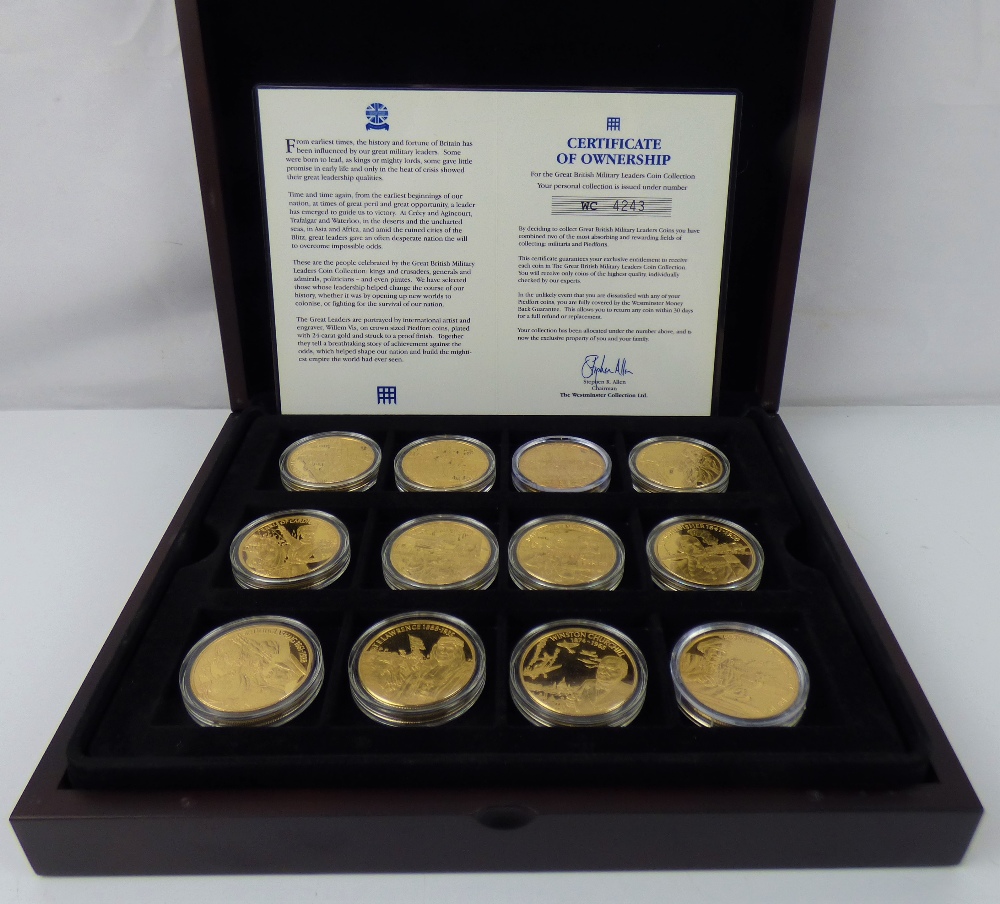 WESTMINSTER MINT; a gold plated coin set from 'The Great British Military Leaders Coin Collection',