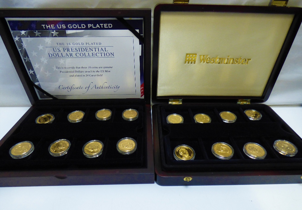 Various gold plated coin sets and loose examples to include sixteen gold plated US Presidential - Image 3 of 5