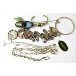 Various silver and white metal jewellery, to include a large link necklace stamped 'Givenchy',