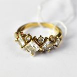 A 14ct gold white stone cluster ring, size N, approx 4g.