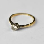 An 18ct gold diamond solitaire ring, the diamond approx 0.3ct, size K, approx 1.3g.