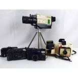 Various vintage cameras to include a Polaroid Land Camera Swinger Model 20,