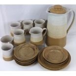 BARBARA DAVIDSON; an eighteen-piece studio pottery coffee set comprising tall coffee jug with lid,