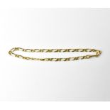 A 14ct elongated flat link chain bracelet stamped '585', approx 5.2g.