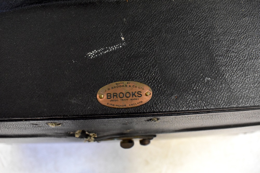 J B BROOKS & CO LTD, BIRMINGHAM; a vintage black leatherette car trunk with twin carry handles, - Bild 2 aus 2