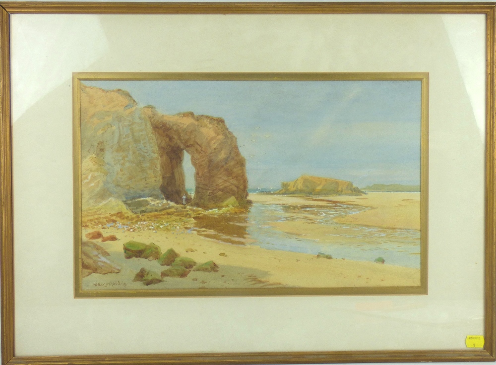 WILLIAM EDWARDS CROXFORD; watercolour, a cove on the Cornish coast at low tide, signed lower left,