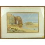 WILLIAM EDWARDS CROXFORD; watercolour, a cove on the Cornish coast at low tide, signed lower left,