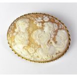 A large carved shell oval cameo brooch/necklace pendant,