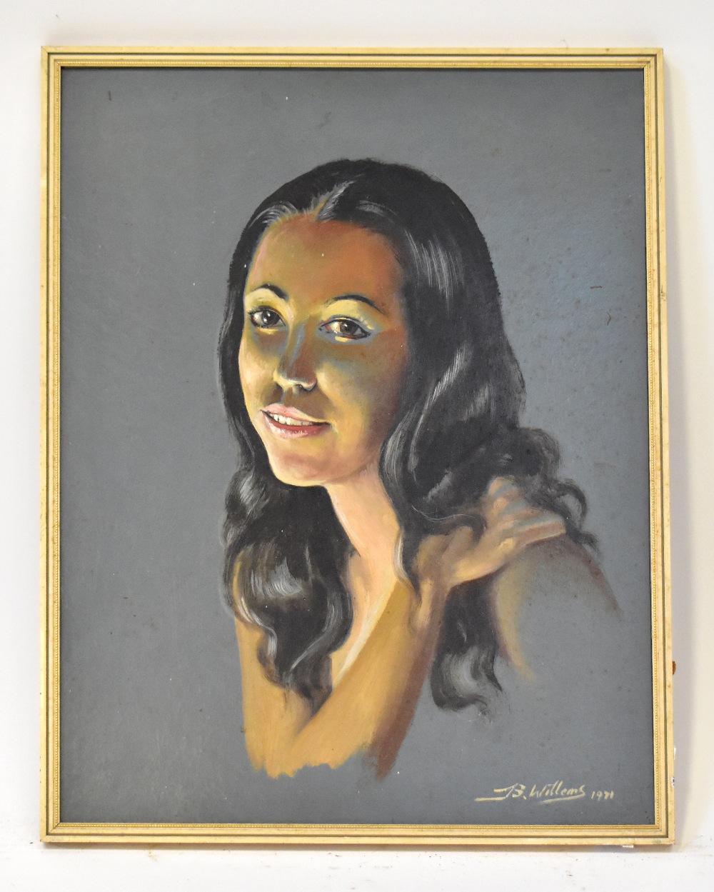 BERNARD WILLEMS (1922-2020); oil on board, portrait study of a young woman, signed and dated 1971,