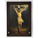 LATE 19TH CENTURY CONTINENTAL SCHOOL; oil on canvas, study of Christ upon the cross, unsigned,