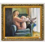 BERNARD WILLEMS (1922-2020); oil on canvas, study of a nude female seated in a chair,