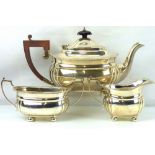 An Elizabeth II hallmarked silver three-piece tea set, Elkington & Co, Birmingham 1966,