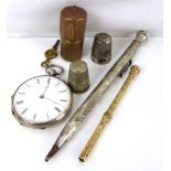 Various small collectibles to include a silver pencil,