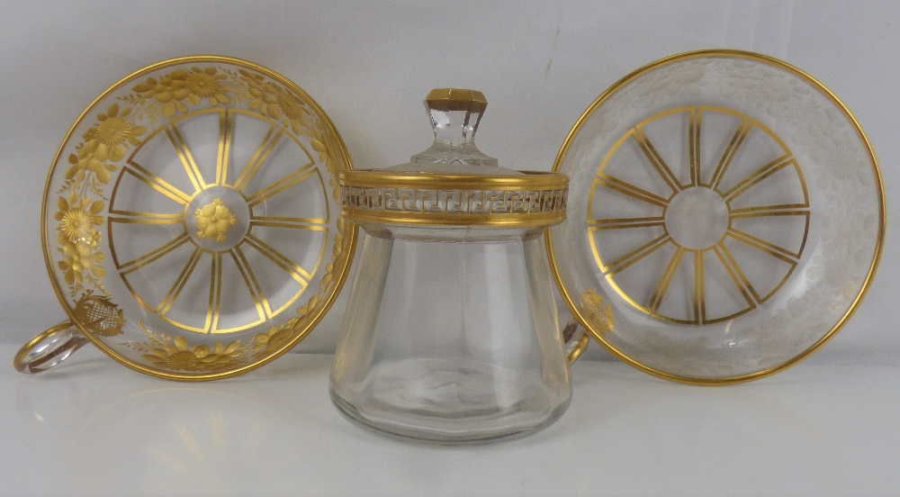 Two late 19th/early 20th century Bohemian (or possibly St Louis) cut glass crystal tastevins,