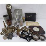 Various mixed collectibles to include an army-style torch, autograph book,