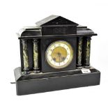 A Victorian slate mausoleum mantel clock,