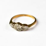 A 1920s Art Deco 18ct gold diamond ring,