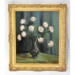 BERNARD WILLEMS (1922-2020); oil on canvas, still life study of flowers in a jug,