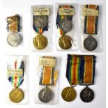 Three sets of two WWI medals comprising the British War Medal and Great War Medal,