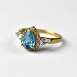 A 9ct gold blue topaz ring,