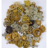 A large collection of modern reproduction cap badges and a selection of vintage examples,