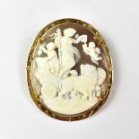 A large 9ct gold cameo brooch,