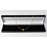An 18ct gold dainty rope-style necklace, length approx 41cm, with bezel set diamond pendant,
