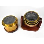 A brass ship's compass mounted in a gimbal, stamped 'Type Popio No.18243T', diameter 16.