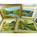 M SUMMERHAYES (Morecambe artist); four oils comprising a woodland pond, 41 x 61cm,