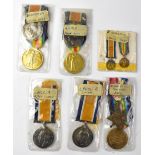 Three sets of two WWI medals, two sets comprising the British War Medal and Great War Medal,