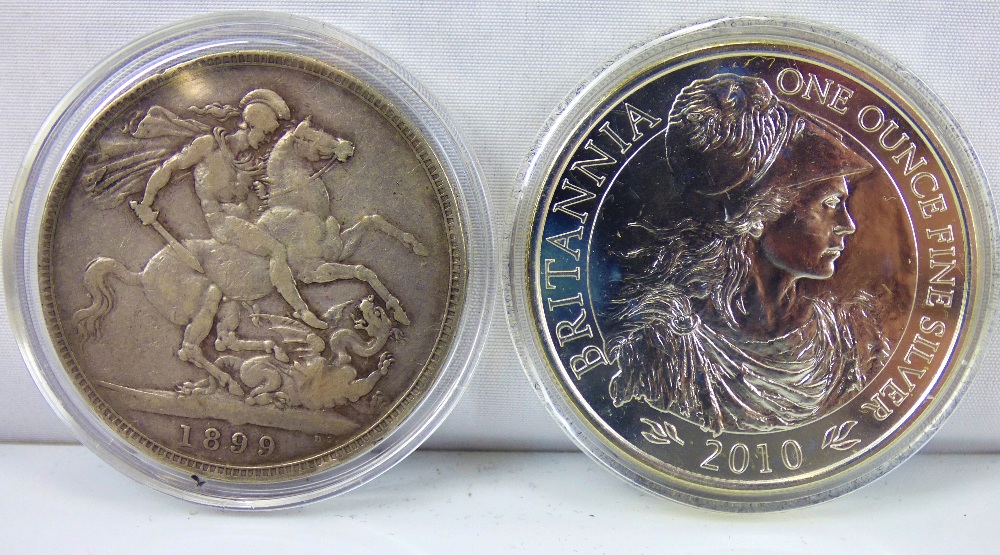 A 2010 Britannia one ounce fine silver crown,