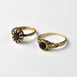 Two late 19th/early 20th century 9ct gold dress rings,