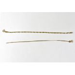 Two gold bracelets/anklets, one a 14ct gold curb link chain, marked '14K' and '585',