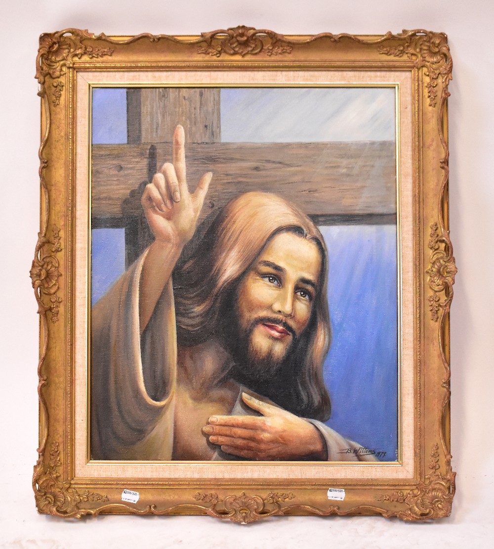 BERNARD WILLEMS (1922-2020); oil on canvas, study of Christ with the cross, signed and dated 1979,