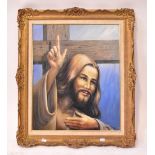 BERNARD WILLEMS (1922-2020); oil on canvas, study of Christ with the cross, signed and dated 1979,