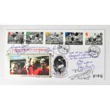 WORLD CUP 1966; a first day cover bearing the signatures of Martin Peters, Alan Ball,