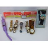 Various fashion watches, mostly ladies', to include two Swatch watches,