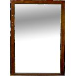 A large c1900 Continental burr walnut and gilt-heightened rectangular wall mirror, 195 x 137cm.