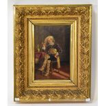 D SHAIREUX; oil on board, study of a seated gentleman smoking a clay pipe, signed, 32 x 20cm,