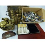 Various items of metalware to include a silver plated serving tray, length approx 55cm,